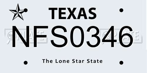 NFS0346 Texas License Plate