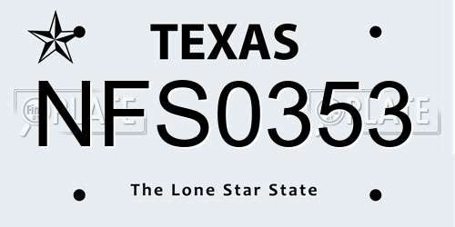 NFS0353 Texas License Plate