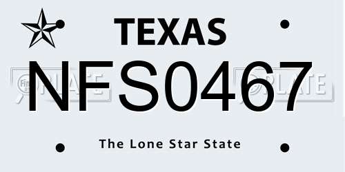 NFS0467 Texas License Plate