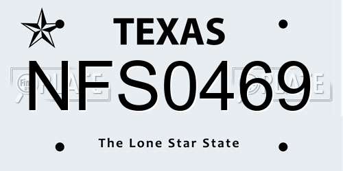 NFS0469 Texas License Plate