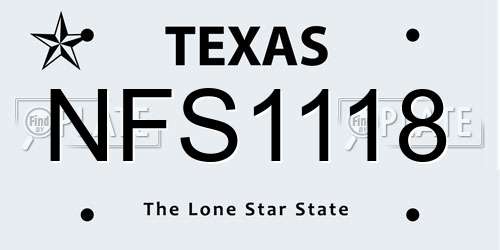 NFS1118 Texas License Plate