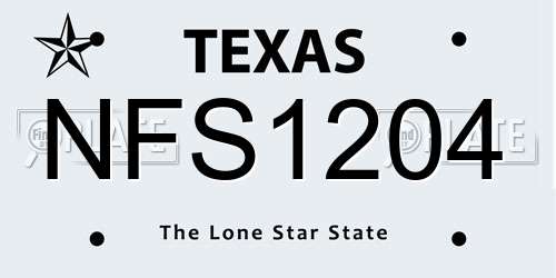 NFS1204 Texas License Plate