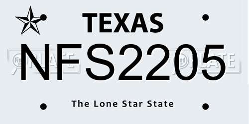NFS2205 Texas License Plate