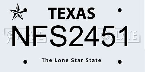 NFS2451 Texas License Plate
