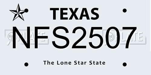 NFS2507 Texas License Plate