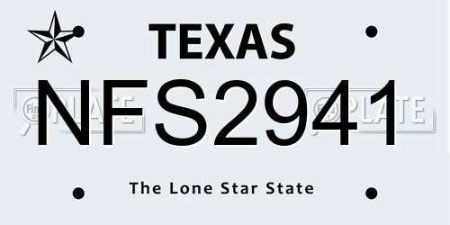 NFS2941 Texas License Plate