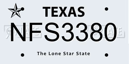 NFS3380 Texas License Plate
