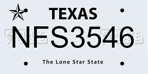 NFS3546 Texas License Plate