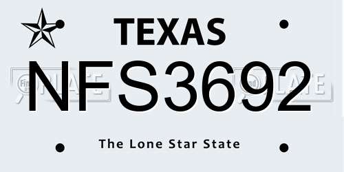 NFS3692 Texas License Plate