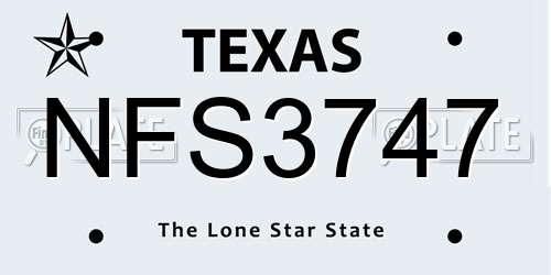 NFS3747 Texas License Plate