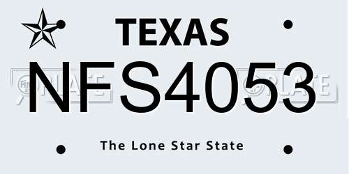 NFS4053 Texas License Plate