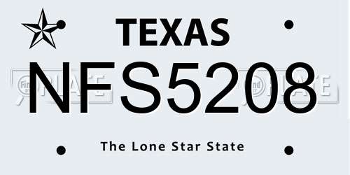 NFS5208 Texas License Plate