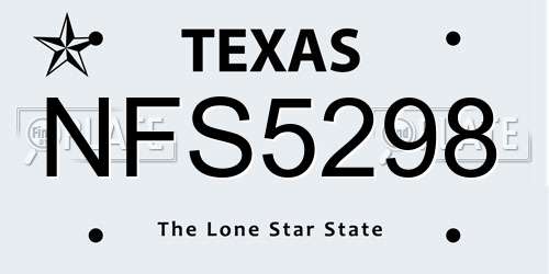 NFS5298 Texas License Plate