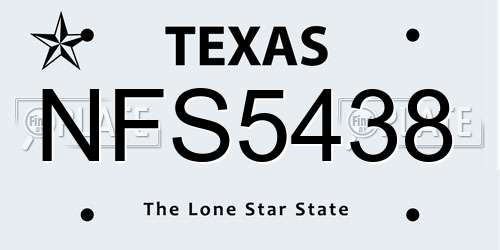 NFS5438 Texas License Plate