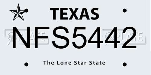 NFS5442 Texas License Plate