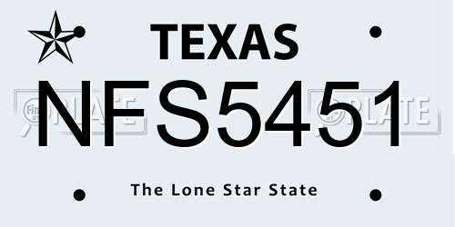 NFS5451 Texas License Plate