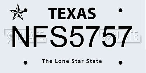 NFS5757 Texas License Plate