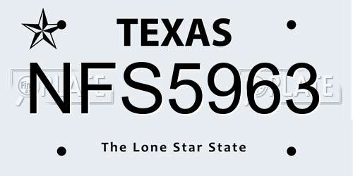 NFS5963 Texas License Plate