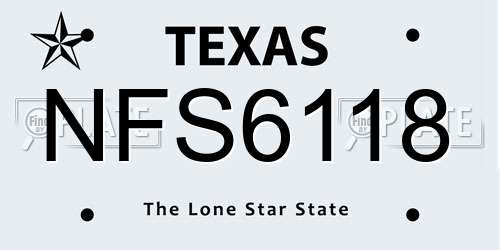 NFS6118 Texas License Plate
