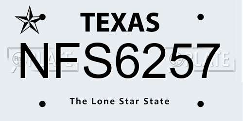 NFS6257 Texas License Plate
