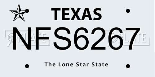 NFS6267 Texas License Plate