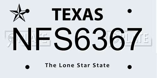 NFS6367 Texas License Plate