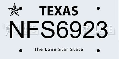 NFS6923 Texas License Plate
