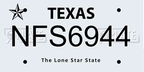 NFS6944 Texas License Plate