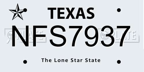 NFS7937 Texas License Plate