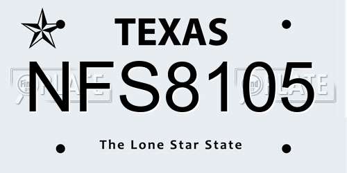 NFS8105 Texas License Plate