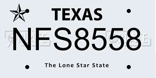 NFS8558 Texas License Plate