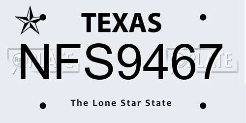 NFS9467 Texas License Plate