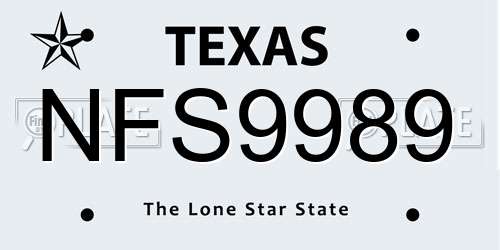 NFS9989 Texas License Plate