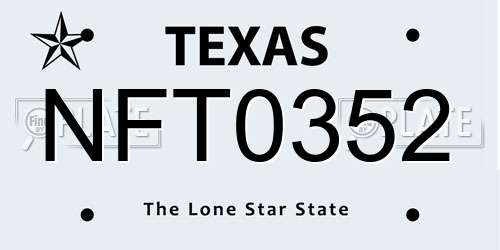 NFT0352 Texas License Plate