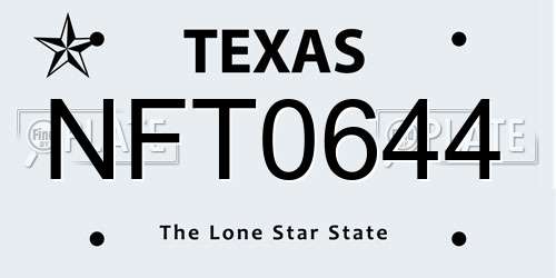 NFT0644 Texas License Plate