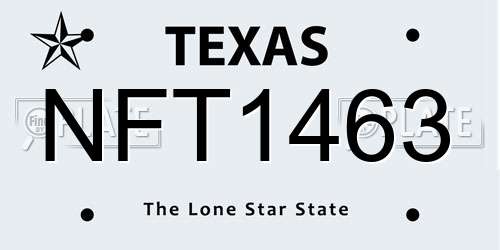 NFT1463 Texas License Plate