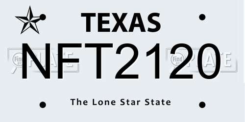 NFT2120 Texas License Plate