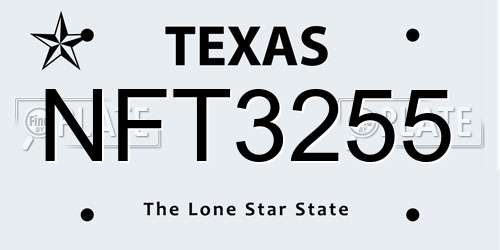 NFT3255 Texas License Plate