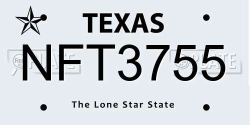 NFT3755 Texas License Plate