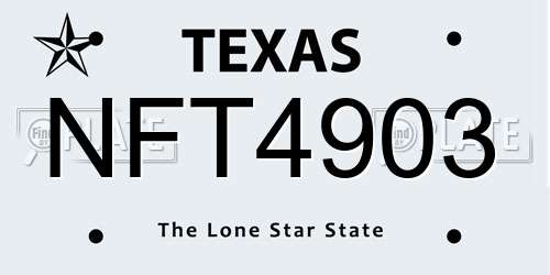 NFT4903 Texas License Plate
