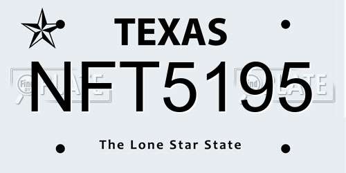 NFT5195 Texas License Plate