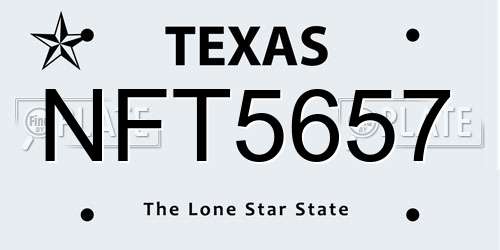 NFT5657 Texas License Plate