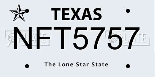 NFT5757 Texas License Plate