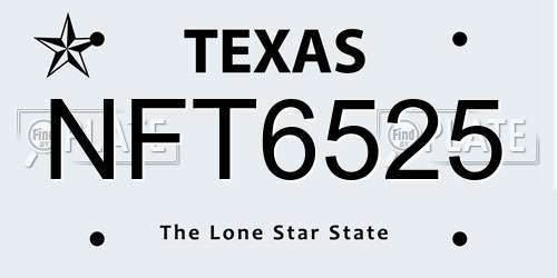 NFT6525 Texas License Plate