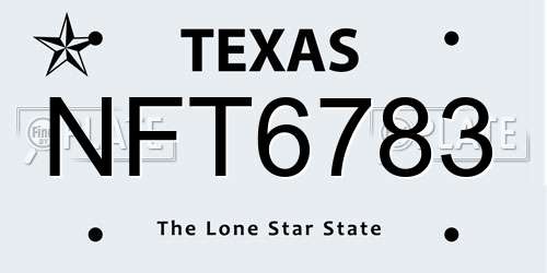 NFT6783 Texas License Plate