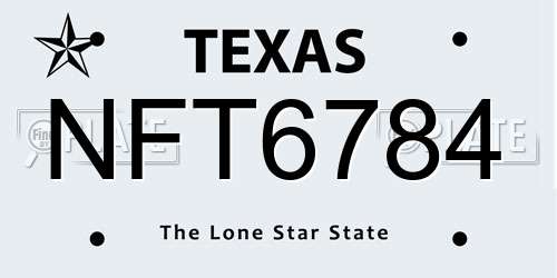 NFT6784 Texas License Plate