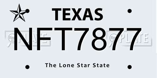 NFT7877 Texas License Plate