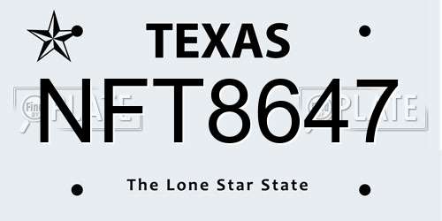 NFT8647 Texas License Plate