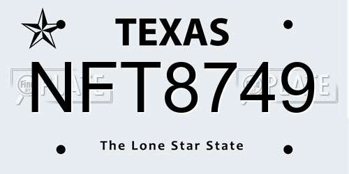 NFT8749 Texas License Plate