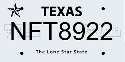 NFT8922 Texas License Plate